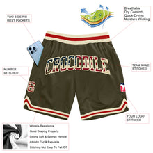 Load image into Gallery viewer, Custom Olive Vintage USA Flag Cream-Red Authentic Throwback Salute To Service Basketball Shorts