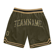 Load image into Gallery viewer, Custom Olive Camo Black-Old Gold Authentic Throwback Salute To Service Basketball Shorts