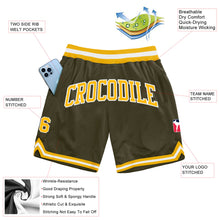 Load image into Gallery viewer, Custom Olive Gold-White Authentic Throwback Salute To Service Basketball Shorts