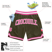 Load image into Gallery viewer, Custom Olive Pink-White Authentic Throwback Salute To Service Basketball Shorts