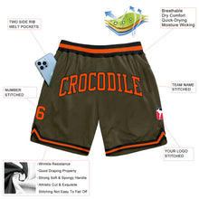 Load image into Gallery viewer, Custom Olive Orange-Black Authentic Throwback Salute To Service Basketball Shorts