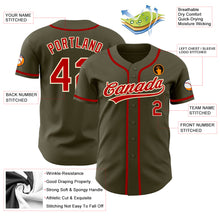 Load image into Gallery viewer, Custom Olive Red-Cream Authentic Salute To Service Baseball Jersey