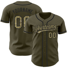 Load image into Gallery viewer, Custom Olive Camo-Black Authentic Salute To Service Baseball Jersey