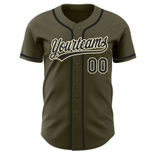 Load image into Gallery viewer, Custom Olive Black-Cream Authentic Salute To Service Baseball Jersey