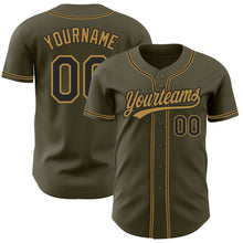 Load image into Gallery viewer, Custom Olive Black-Old Gold Authentic Salute To Service Baseball Jersey