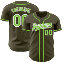 Load image into Gallery viewer, Custom Olive Neon Green-White Authentic Salute To Service Baseball Jersey