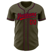 Load image into Gallery viewer, Custom Olive Red-Navy Authentic Salute To Service Baseball Jersey