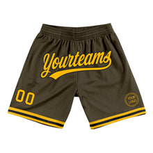 Load image into Gallery viewer, Custom Olive Gold-Black Authentic Throwback Salute To Service Basketball Shorts