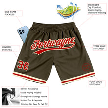 Load image into Gallery viewer, Custom Olive Red-Cream Authentic Throwback Salute To Service Basketball Shorts