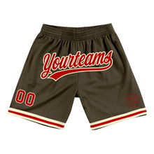 Load image into Gallery viewer, Custom Olive Red-Cream Authentic Throwback Salute To Service Basketball Shorts
