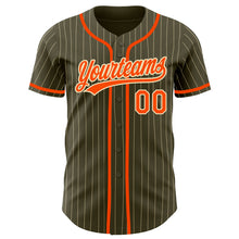 Load image into Gallery viewer, Custom Olive City Cream Pinstripe Orange Authentic Salute To Service Baseball Jersey