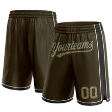 Load image into Gallery viewer, Custom Olive Camo Cream-Black Authentic Salute To Service Basketball Shorts