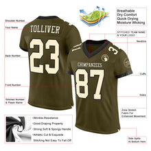 Load image into Gallery viewer, Custom Olive Cream-Black Mesh Authentic Salute To Service Football Jersey