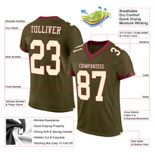 Load image into Gallery viewer, Custom Olive Cream-Burgundy Mesh Authentic Salute To Service Football Jersey