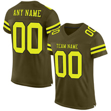 Load image into Gallery viewer, Custom Olive Neon Yellow-Black Mesh Authentic Salute To Service Football Jersey