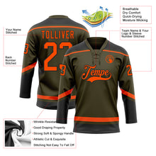 Load image into Gallery viewer, Custom Olive Orange-Black Salute To Service Hockey Lace Neck Jersey