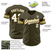 Load image into Gallery viewer, Custom Olive White-Old Gold Authentic Salute To Service Baseball Jersey