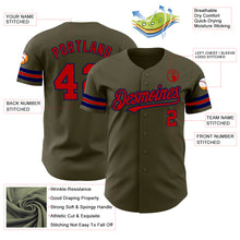Load image into Gallery viewer, Custom Olive Red-Navy Authentic Salute To Service Baseball Jersey