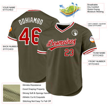 Load image into Gallery viewer, Custom Olive Red-White Authentic Throwback Salute To Service Baseball Jersey