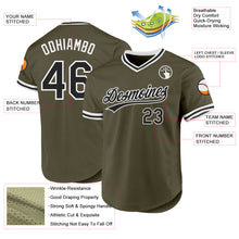 Load image into Gallery viewer, Custom Olive Black-White Authentic Throwback Salute To Service Baseball Jersey