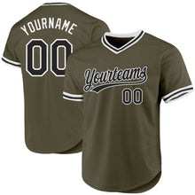 Load image into Gallery viewer, Custom Olive Black-White Authentic Throwback Salute To Service Baseball Jersey