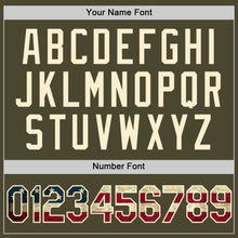 Load image into Gallery viewer, Custom Olive Vintage USA Flag Cream-Red Authentic Throwback Salute To Service Baseball Jersey