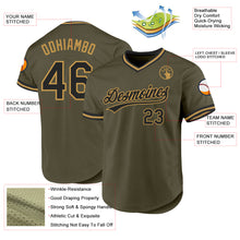 Load image into Gallery viewer, Custom Olive Black-Old Gold Authentic Throwback Salute To Service Baseball Jersey