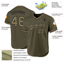Load image into Gallery viewer, Custom Olive Camo Black-Old Gold Authentic Throwback Salute To Service Baseball Jersey