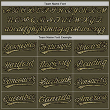 Load image into Gallery viewer, Custom Olive Camo Black-Old Gold Authentic Throwback Salute To Service Baseball Jersey