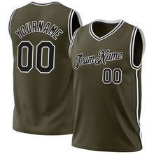 Load image into Gallery viewer, Custom Olive Black-White Authentic Throwback Salute To Service Basketball Jersey