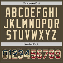 Load image into Gallery viewer, Custom Olive Vintage USA Flag Cream-Red Authentic Throwback Salute To Service Basketball Jersey