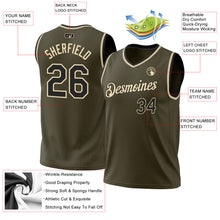 Load image into Gallery viewer, Custom Olive Black-Cream Authentic Throwback Salute To Service Basketball Jersey