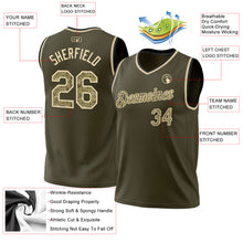 Load image into Gallery viewer, Custom Olive Camo Cream-Black Authentic Throwback Salute To Service Basketball Jersey