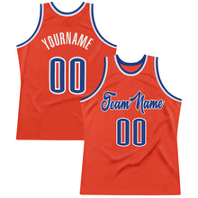 Load image into Gallery viewer, Custom Orange Royal-White Authentic Throwback Basketball Jersey