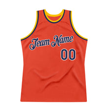 Load image into Gallery viewer, Custom Orange Navy-Gold Authentic Throwback Basketball Jersey