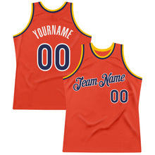 Load image into Gallery viewer, Custom Orange Navy-Gold Authentic Throwback Basketball Jersey