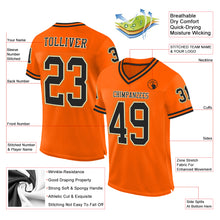 Load image into Gallery viewer, Custom Orange Black-Old Gold Mesh Authentic Throwback Football Jersey