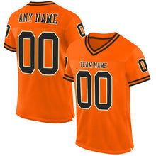 Load image into Gallery viewer, Custom Orange Black-Old Gold Mesh Authentic Throwback Football Jersey