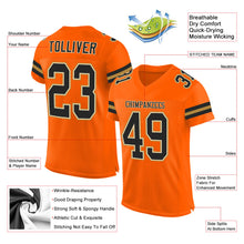 Load image into Gallery viewer, Custom Orange Black-Old Gold Mesh Authentic Football Jersey