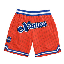 Load image into Gallery viewer, Custom Orange Black Pinstripe Royal-White Authentic Basketball Shorts
