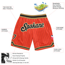Load image into Gallery viewer, Custom Orange Black Pinstripe Black-Old Gold Authentic Basketball Shorts