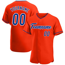 Load image into Gallery viewer, Custom Orange Royal-White Authentic Baseball Jersey