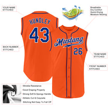 Load image into Gallery viewer, Custom Orange Royal-White Authentic Sleeveless Baseball Jersey