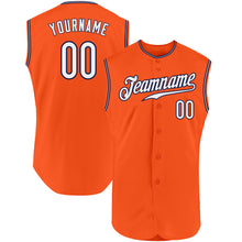 Load image into Gallery viewer, Custom Orange White-Navy Authentic Sleeveless Baseball Jersey