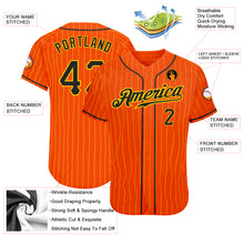 Load image into Gallery viewer, Custom Orange Gold Pinstripe Black-Gold Authentic Baseball Jersey