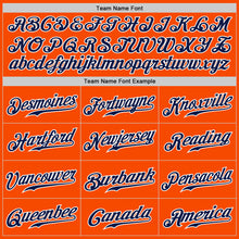 Load image into Gallery viewer, Custom Orange White Pinstripe Navy-White Authentic Baseball Jersey