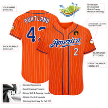 Load image into Gallery viewer, Custom Orange White Pinstripe Royal-White Authentic Baseball Jersey