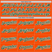 Load image into Gallery viewer, Custom Orange White Pinstripe Green-White Authentic Baseball Jersey