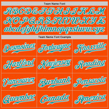 Load image into Gallery viewer, Custom Orange White Pinstripe Teal-White Authentic Baseball Jersey