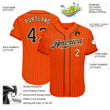 Load image into Gallery viewer, Custom Orange Black Pinstripe Black-Cream Authentic Baseball Jersey